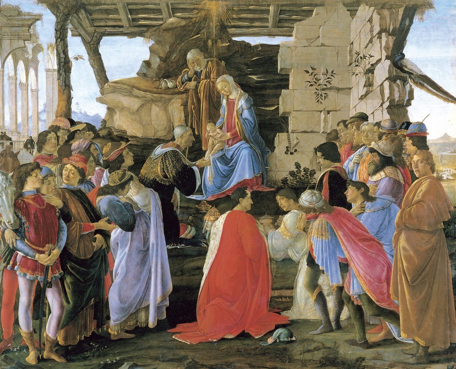波提切利《三贤士来拜》  1475年  107.5cm×173cm  乌菲兹美术馆