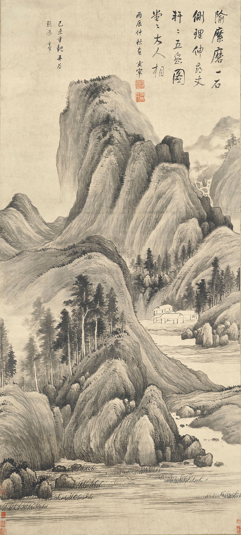 明   董其昌 《五岳图》，水墨纸本 立轴，221 x 99公分（87 x 39寸），1616年作.jpg