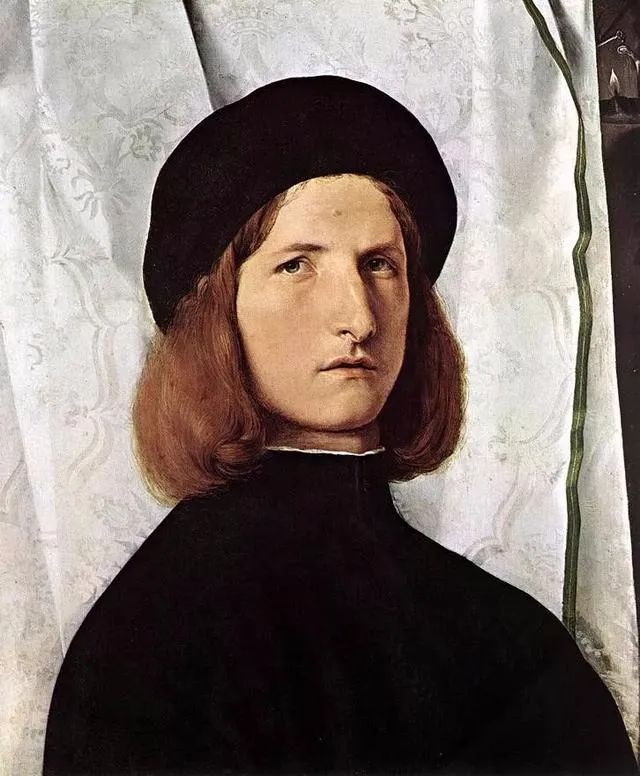 《白色幕帘前的青年男子像》洛伦佐·洛托 1508
