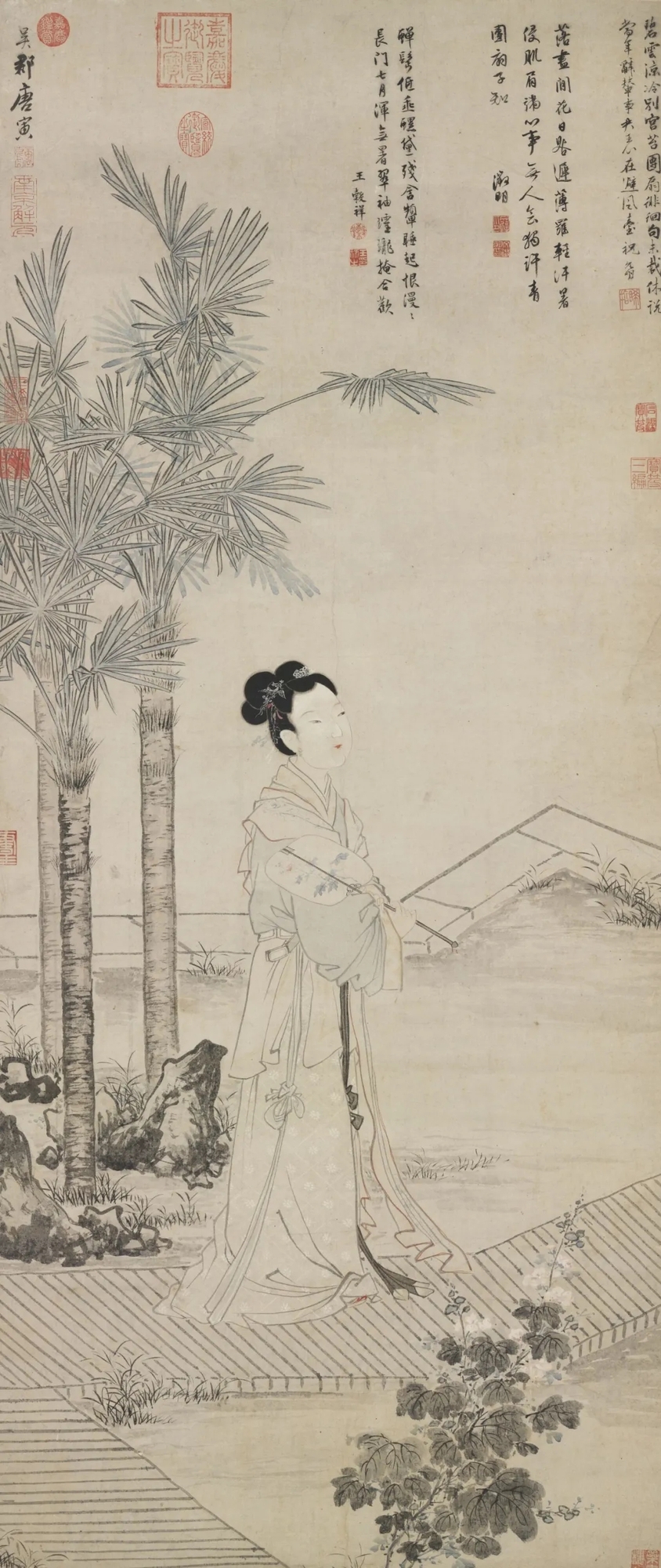  （明）唐寅《班姬团扇轴》，台北故宫博物院藏