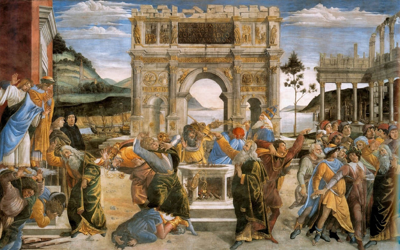 波提切利《反叛者的惩罚》  1481-1482年   348.5cm×558cm   梵蒂冈西斯廷教堂