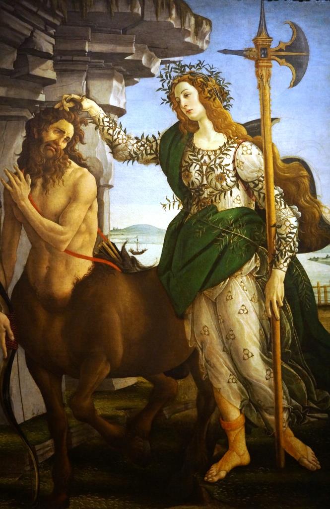 波提切利《帕拉斯和肯陶洛斯》  1482-1483年  207cm×148cm  乌菲兹美术馆