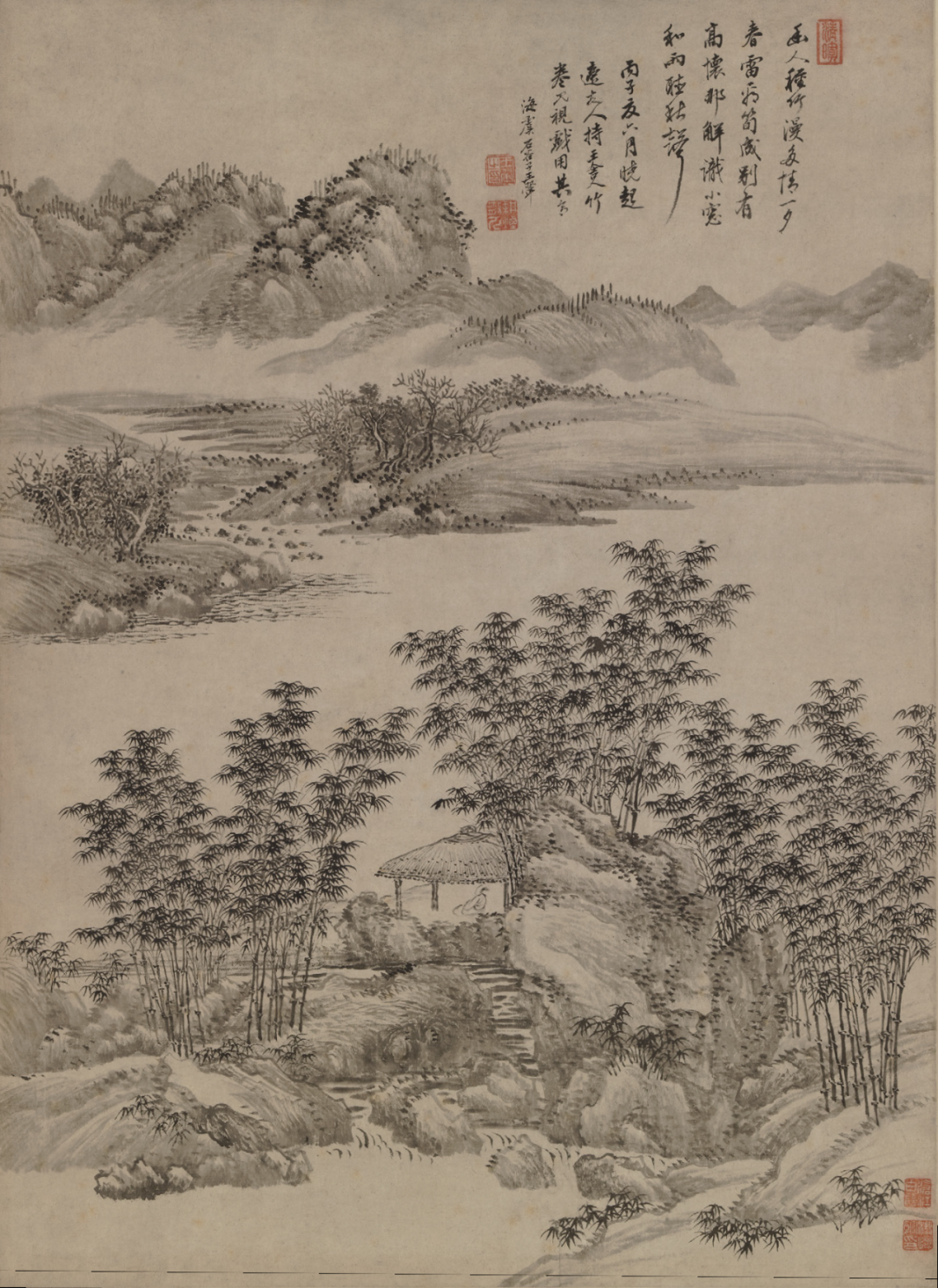 （清）王翚《竹亭清远图》，上海博物馆藏  《三松堂书画记》著录